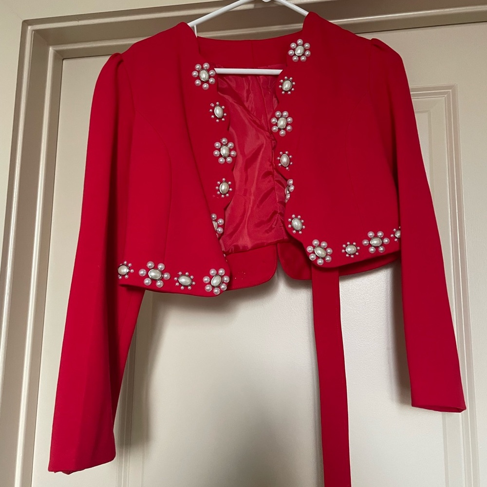 Red interview jacket